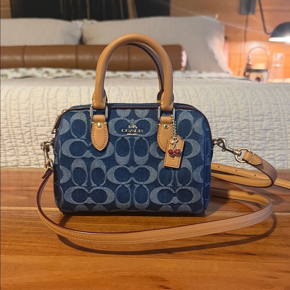 Coach Mini Rowan Denim Signature Crossbody Bag